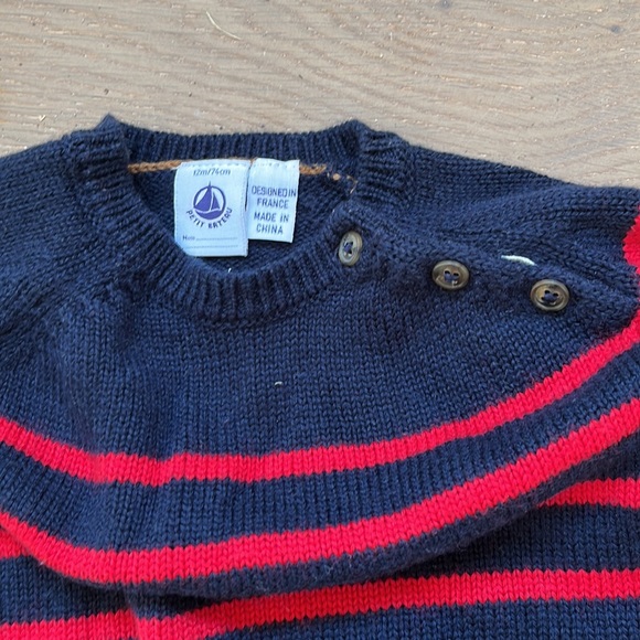 12 month baby boy stripe knit sweater - Picture 2 of 2
